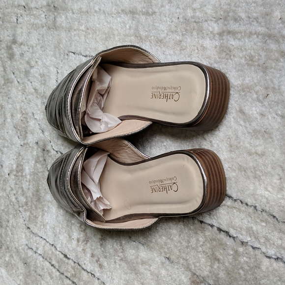 Catherine Malandrino Tuxedo silver metallic slip on loafer mules size 8.5 - Picture 4 of 10